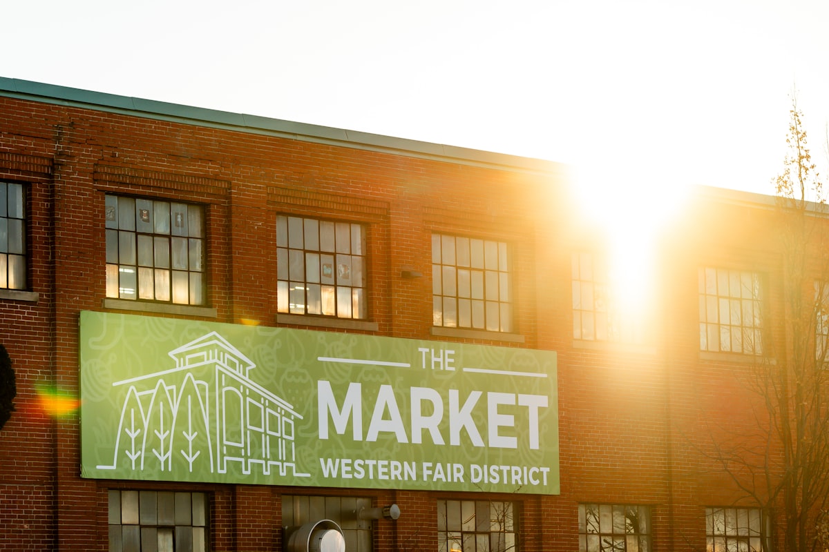 Sunrise over a brick commercial building — opportunity
